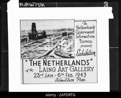 HIE [Holland in England]/Annefo London series Description: [Affiche de l'exposition The Netherlands of the Government information Service at the Laing Art Gallery du 23 janvier au 6 février 1943] Date: Décembre 1942 lieu: Grande-Bretagne mots clés: Affiches publicitaires, expositions, seconde Guerre mondiale Banque D'Images