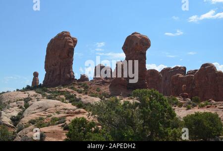 Début de l'été dans l'Utah : jardin d'Eden dans le parc national d'Arches Banque D'Images