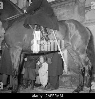 55ème anniversaire du roi Frederick IX Description: Police policier aux spectateurs sur la place du palais d'Amalienborg en l'honneur de l'anniversaire du roi Date: 11 mars 1954 lieu: Danemark, Copenhague mots clés: Enfants, chevaux, palais, police, public, uniformes, anniversaires, drapeaux Banque D'Images