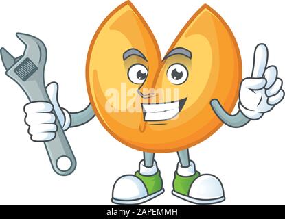 Smart Mechanic chinois fortune cookie dessin de personnage de dessin animé Illustration de Vecteur