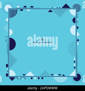 Couleurs abstraites bleues et blanches décoratives de l'arrière-plan du cadre de motif géométrique. Décorez pour l'annonce, l'affiche, le modèle de conception, l'illustration Illustration de Vecteur