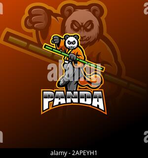 Logo Panda esport mascotte Illustration de Vecteur