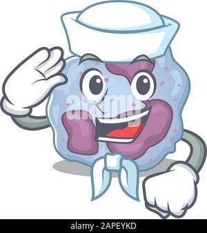 Un motif mascotte de cellule de leucocyte Sailor portant un chapeau Illustration de Vecteur