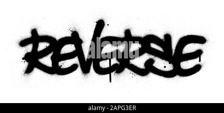 mot graffiti inversé pulvérisé en noir sur blanc Illustration de Vecteur