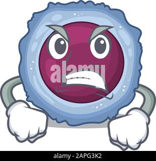 Cellule lymphocyte dessin de personnage de dessin animé ayant le visage en colère Illustration de Vecteur