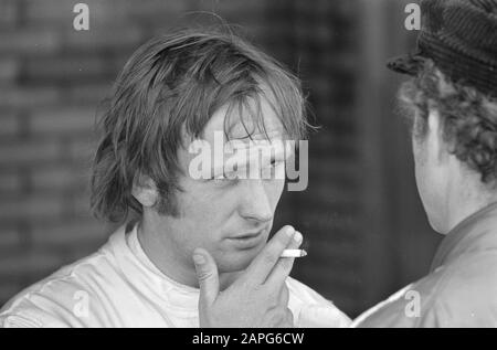 Grand Prix, Zandvoort, Training Description: Chris Amon Date: 16 juin 1971 lieu: Noord-Holland, Zandvoort mots clés: Motorsport, circuits, portraits, courses, sports Training Nom personnel: Amon, Chris Banque D'Images