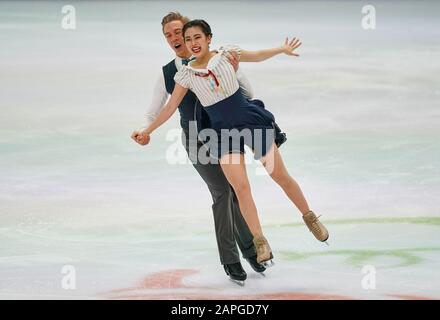 Steiermarkhalle, Graz, Autriche. 23 janvier 2020. Yuka Orihara et Juho Pirinen, de Finlande, pendant la danse sur glace aux Championnats européens de patinage artistique de l'UIP à crédit : CSM/Alay Live News Banque D'Images