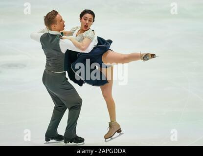 Steiermarkhalle, Graz, Autriche. 23 janvier 2020. Yuka Orihara et Juho Pirinen, de Finlande, pendant la danse sur glace aux Championnats européens de patinage artistique de l'UIP à crédit : CSM/Alay Live News Banque D'Images