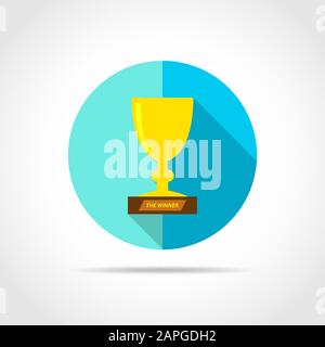 Tasse blanche en forme de plate avec ombre longue. Illustration vectorielle. Icône de tasse simple sur le bouton rond bleu. Illustration de Vecteur