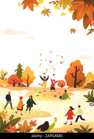 Activité d'automne, les gens passent du temps à l'extérieur illustration de la saison d'automne 004 Illustration de Vecteur