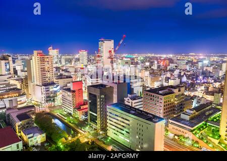 Ville de Shizuoka, ville du centre-ville du Japon la nuit. Banque D'Images