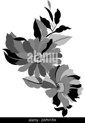 Composition fleurie pour l'impression textile. Superbes fleurs pour un tirage numérique de haute qualité. Banque D'Images