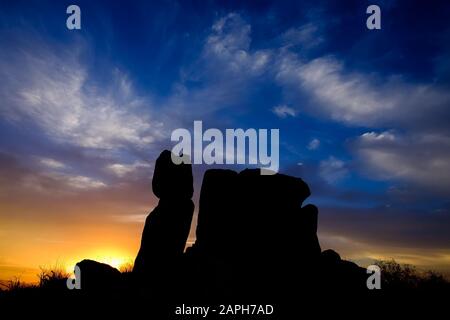 Lever du soleil du désert. McDowell Sonoran Préserver, Scottsdale Az. Banque D'Images