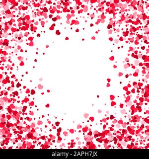 Les coeurs rouges et roses confettis sur fond blanc. Illustration du vecteur de la Saint-Valentin Illustration de Vecteur