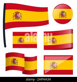 Collection de différents drapeaux de pays Espagne Illustration de Vecteur