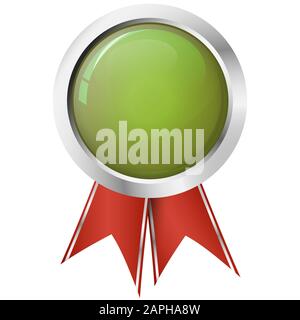 Modèle à boutons avec cadre argent et rubans rouges Illustration de Vecteur