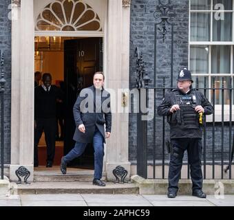 10 Downing Street, Londres, Royaume-Uni. 23 janvier 2020. Matt Hancock, secrétaire d'État à la Santé et aux soins sociaux, a vu partir no 10. Crédit : Malcolm Park/Alay Live News. Banque D'Images