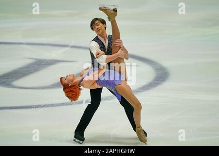 Steiermarkhalle, Graz, Autriche. 23 janvier 2020. Tiffani Zagorski et Jonathan Guerreiro de Russie lors de la danse sur glace aux Championnats européens de patinage artistique de l'UIP à Steiermarkhalle, Graz, Autriche. Crédit: Csm/Alay Live News Banque D'Images