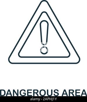Icône de ligne zone dangereuse. Elément de style fin de la collection d'icônes des outils de construction. Icône de zone dangereuse pour ordinateur et mobile. Symbole Illustration de Vecteur