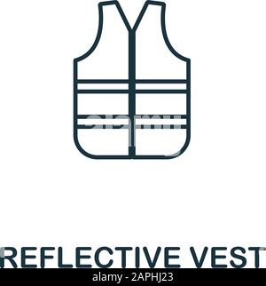 Emblème de la ligne réfléchissante du maillot de corps. Elément de style fin de la collection d'icônes des outils de construction. Outline Reflective Vest Icon pour ordinateur et mobile. Symbole Illustration de Vecteur
