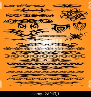 collections de tatto dragon et de design tribal Illustration de Vecteur