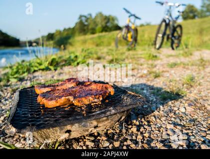 Barbecue à usage unique Banque D'Images