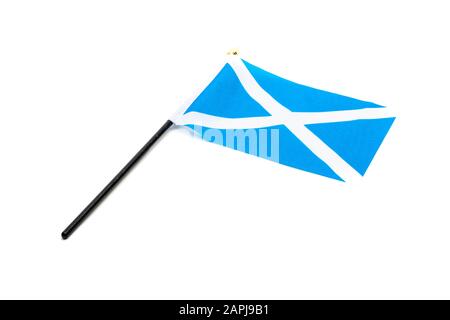 Le drapeau national de l'Ecosse, le Saltaire ou la croix de St Andrews sur un fond blanc Banque D'Images