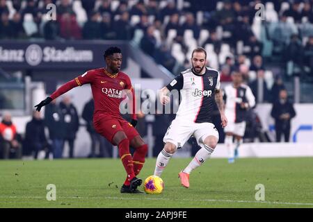 Turin, Italie. 22 janvier 2020. Coppa Italia. Juventus Fc Contre As Roma. Amadou Diawara De As Roma. Banque D'Images