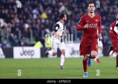 Turin, Italie. 22 janvier 2020. Coppa Italia. Juventus Fc Contre As Roma. Nikola Kalinic De As Roma. Banque D'Images