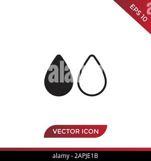 Icône vectorielle de DROP pleine et pleine de contours, symbole de goutte d'eau dans un style moderne pour le site Web et l'application mobile Illustration de Vecteur
