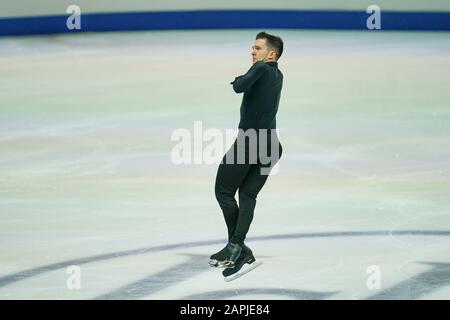 Steiermarkhalle, Graz, Autriche. 23 janvier 2020. Burak Demirboga de Turquie pendant le patinage gratuit des hommes aux Championnats européens de patinage artistique de l'UIP à Steiermarkhalle, Graz, Autriche. Crédit: Csm/Alay Live News Banque D'Images