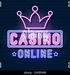 Casino Neon Sign, Bright Sign, Light Banner. Logo Du Casino Emblem Illustration de Vecteur