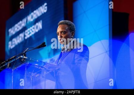 Washington, DC, États-Unis. 23 janvier 2020. Lori Lightfoot, maire de Chicago, prononce une allocution à la Conférence des maires des États-Unis lors de la 88ème réunion d'hiver à l'hôtel Capital Hilton à Washington, DC, États-Unis, le jeudi 23 janvier 2020. Crédit: Stefani Reynolds/CNP | usage dans le monde crédit: DPA/Alay Live News Banque D'Images