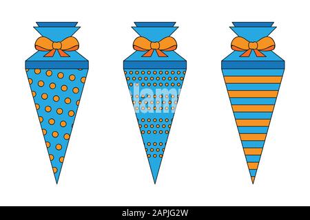 Modèle de cône scolaire set bleu et orange illustration vectorielle EPS10 Illustration de Vecteur