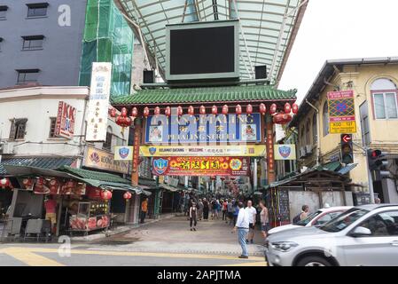 Jalan Petaling Chinatown, Kuala Lumpur, Malaisie : 31 Mars 2019 : Entrée À La Célèbre Rue Petaling À Kuala Lumpur. Banque D'Images