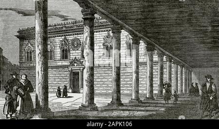 Espagne, Guadalajara Province, Cogolludo. Palais des Ducs de Medinaceli. Illustration de Letre. Gravure par Sierra. xixe siècle. Cronica général de España, Historia Ilustrada y Descriptiva de sus Provincias. Castilla-La Nueva, 1869. Banque D'Images