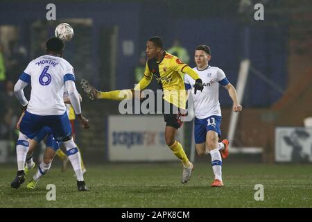 Birkenhead, Royaume-Uni. 23 janvier 2020. Joao Pedro de Watford (c) en action. The Emirates FA Cup, 3ème match de replay, Tranmere Rovers / Watford à Prenton Park, Birkenhead, Wirral le jeudi 23 janvier 2020. Cette image ne peut être utilisée qu'à des fins éditoriales. Utilisation éditoriale uniquement, licence requise pour une utilisation commerciale. Aucune utilisation dans les Paris, les jeux ou une seule édition de club/ligue/joueur.pic par Chris Stading/Andrew Orchard sports photographie/Alay Live News crédit: Andrew Orchard sports photographie/Alay Live News Banque D'Images