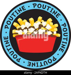 Plat canadien de poutine composé de pommes de terre de pommes de terre sauce et illustration vectorielle au fromage Illustration de Vecteur