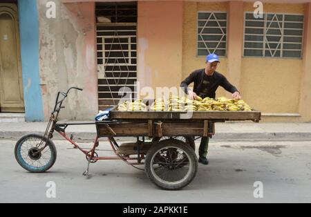 La Havane, Cuba. 25 février 2016. Un vendeur vend ses marchandises à la Havane, Cuba, le 25 février 2016. Il y a des craintes à Cuba d'une nouvelle crise économique précipitée par l'évolution de la situation au Venezuela et par de nouvelles lignes directrices émises par l'administration Trump. Crédit: Mark Hertzberg/Zuma Wire/Alay Live News Banque D'Images