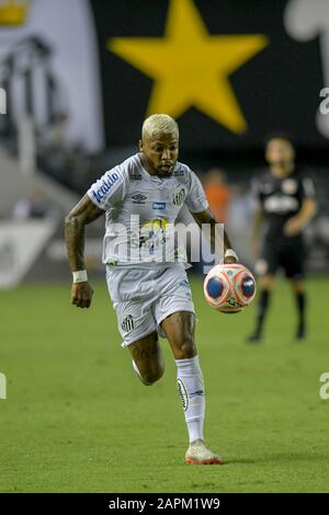 Santos, Brésil. 23 janvier 2020. Marinho do Santos pendant le match entre Santos x Red Bull Bragantino tenu à Vila Belmiro à Santos. Le match est valable pour le premier tour du championnat Paulista 2020. Crédit: Richard Callis/Fotoarena/Alay Live News Banque D'Images