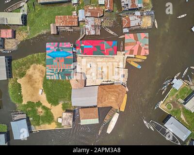Bénin, Ganvie, vue aérienne du village de pêcheurs sur le lac Nokoue Banque D'Images