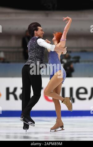 Tiffani ZAGORSKI et Jonathan GUERREIRO de Russie, pendant la danse du rythme, en danse sur glace aux Championnats européens de patinage artistique 2020 de l'UIP à Steiermarkhalle, le 23 janvier 2020 à Graz, en Autriche. Crédit: Raniero Corbelletti/Aflo/Alay Live News Banque D'Images