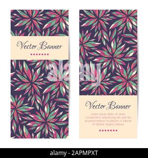 Bannières vectorielles, cartes, brochures. Motif fleuri Illustration de Vecteur