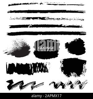 Grunge peinture rugueux vector courses, lignes, pinceaux Illustration de Vecteur