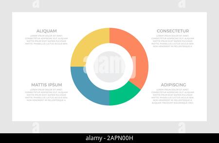 Jeu d'éléments jaunes et orange, verts et bleus pour diapositives de présentation infographie avec graphiques, graphiques, chronologie, cercles. Illustration de Vecteur