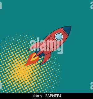 Space Rocket comics livre style. Illustration vectorielle. Illustration de Vecteur