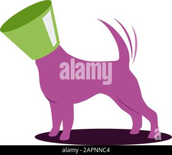 Signe vectoriel chien heureux avec collier vétérinaire Illustration de Vecteur