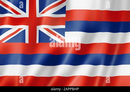 Drapeau de Hawaï, États-unis waving banner collection. Illustration tridimensionnelle Banque D'Images