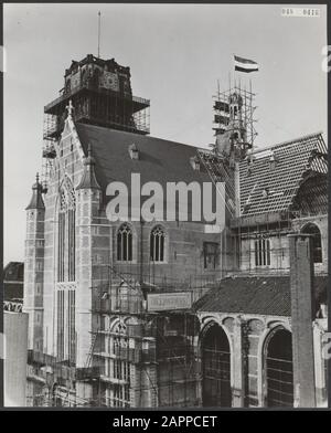 Saint-Laurenskerk à Rotterdam est en cours de restauration Date: 11 novembre 1955 lieu: Rotterdam, Zuid-Holland mots clés: Églises, restaurations Nom de l'institution: Sint-Laurenskerk Banque D'Images
