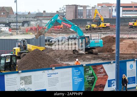 Curzon Street, Birmingham, West Midlands, Royaume-Uni – vendredi 24 janvier 2020 – travaux de construction en cours sur le site massif de la nouvelle station Curzon Street dans le centre de Birmingham, qui fait partie de l'énorme projet d'infrastructure ferroviaire HS2. Photo Steven May / Alamy Live News Banque D'Images